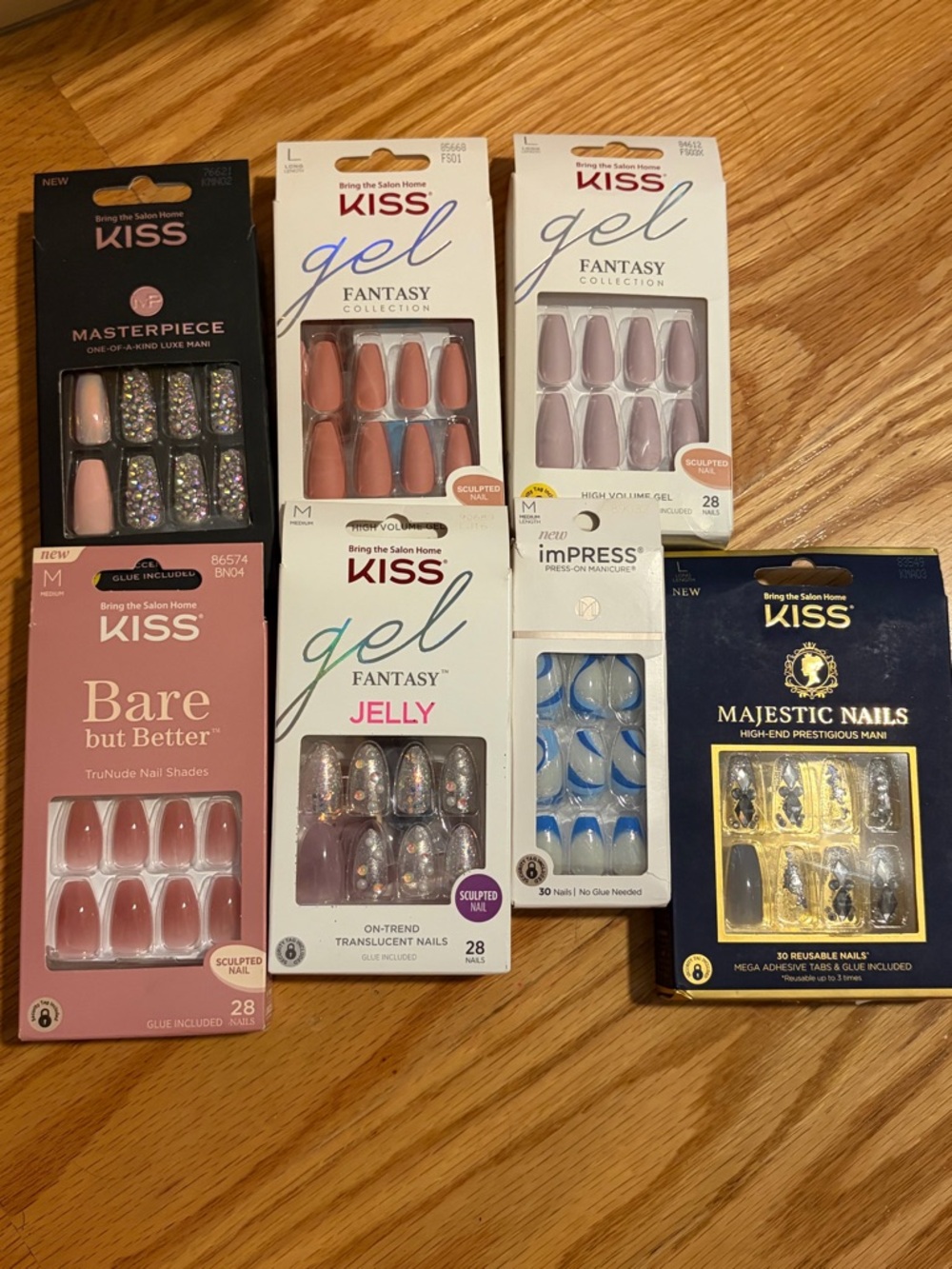 KISS Majestic Nails Set — Clear, Silver & Gold Accent Press-Ons
